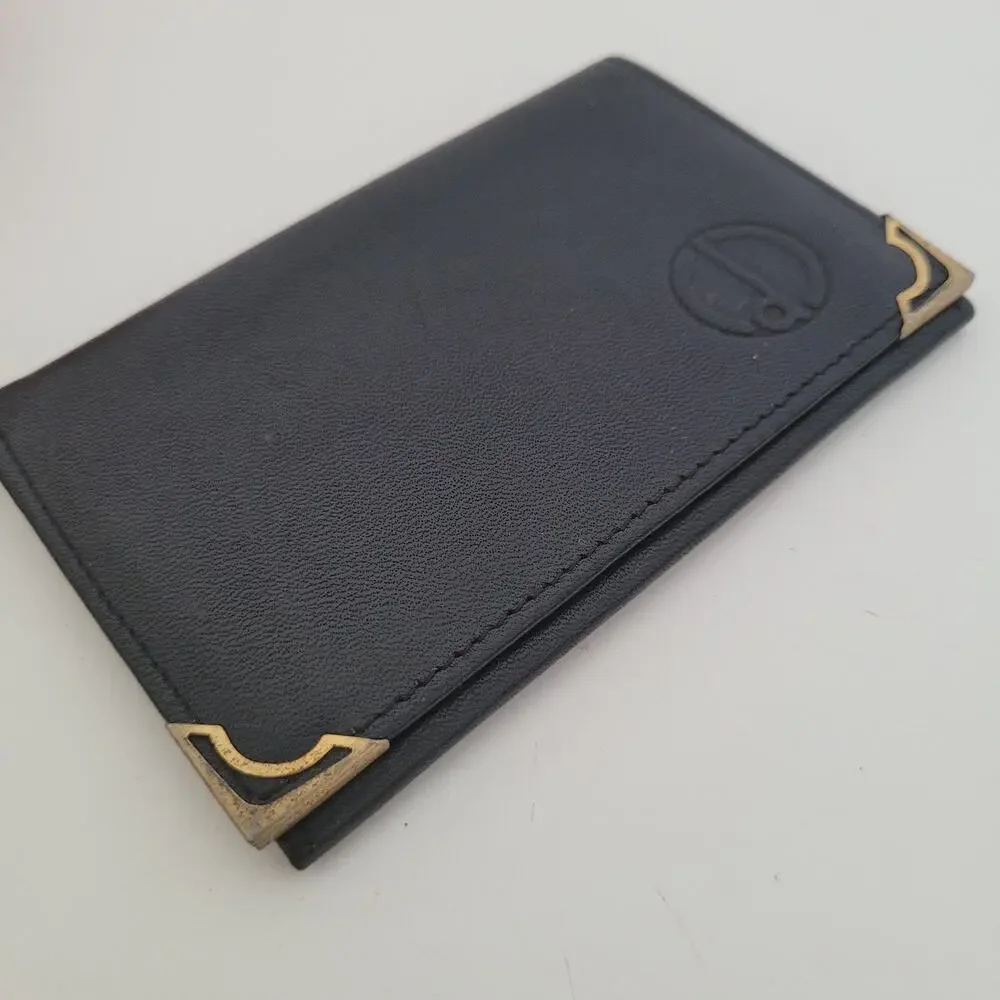 Dunhill‎ Designer Card Wallet Black Bifold Leather Folding Small Logo Vintage